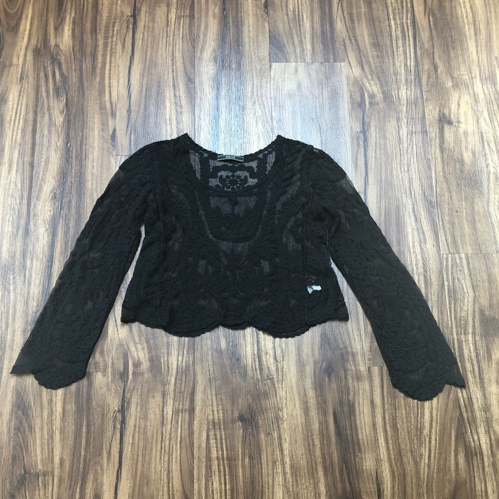 Dulcie Mesh & Lace Black Crop Top